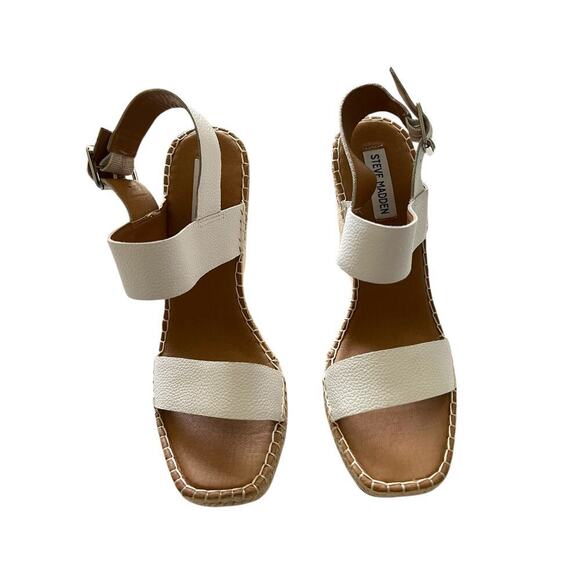 Steve Madden Women’s Uri Wedged Sandals White Size 10 - Picture 2 of 7